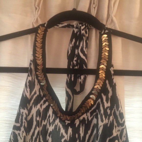 Aztec Print Halter Top with Gold Accent - Picture 2 of 4